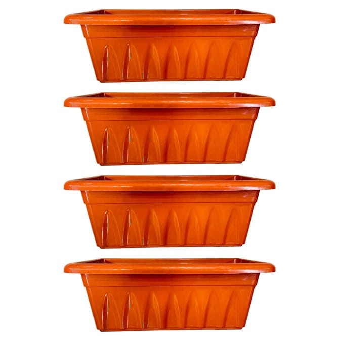 Set of 04 - 17 Inch Terracotta Red Premium Supreme Window Plastic Planter