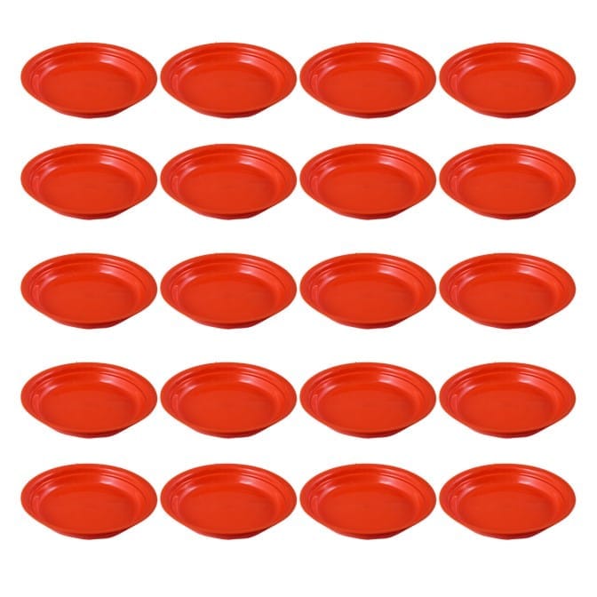 Set of 20 - 5 Inch Terracotta Red Premium Round Trays - To keep under the Pots