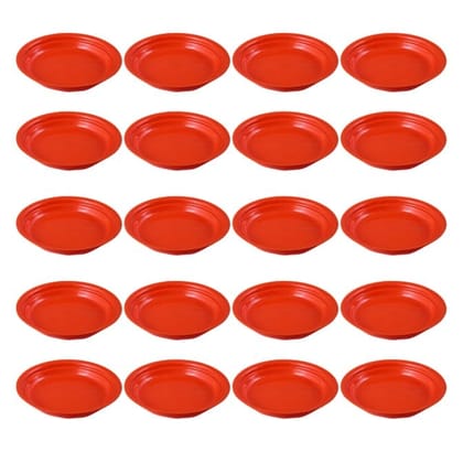 Buy Set of 20 - 5 Inch Terracotta Red Premium Round Trays - To keep under the Pots Online | Urvann.com