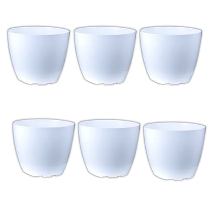 Buy Set of 06 - 4 Inch White Premium Orchid Round Plastic Pot Online | Urvann.com