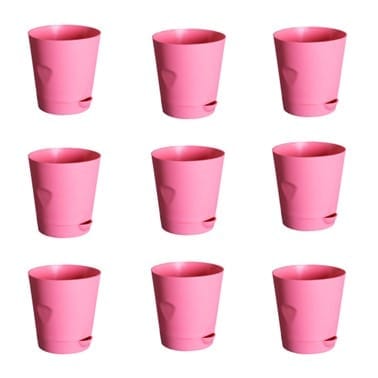 Buy Set of 09 - 4 Inch Pink Florence Self Watering Pot Online | Urvann.com