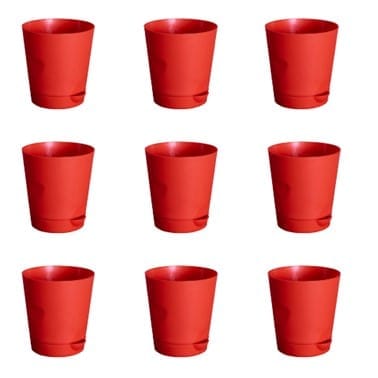 Buy Set of 09 - 4 Inch Red Florence Self Watering Pot Online | Urvann.com