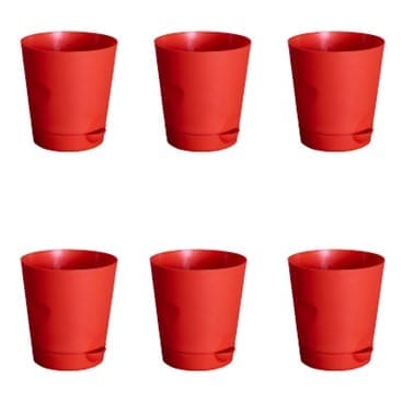 Set of 06 - 4 Inch Red Florence Self Watering Pot