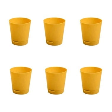 Set of 06 - 4 Inch Yellow Florence Self Watering Pot