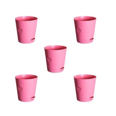 Buy Set of 05 - 4 Inch Pink Florence Self Watering Pot Online | Urvann.com