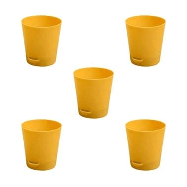 Set of 05 - 4 Inch Yellow Florence Self Watering Pot