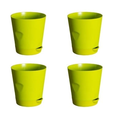 Buy Set of 04 - 4 Inch Green Florence Self Watering Pot Online | Urvann.com