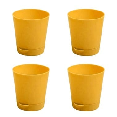 Buy Set of 04 - 4 Inch Yellow Florence Self Watering Pot Online | Urvann.com