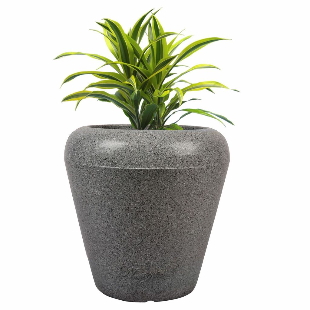 13 X 14 Inch Grey Premium Milo Fiberglass Planter - Durable large size decoratiive fiber pot for indoor outdoor plants with 5 year warranty