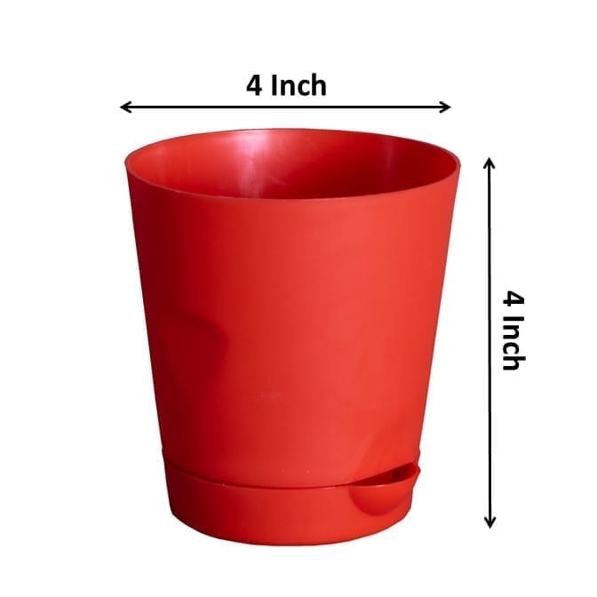 4 Inch Red Florence Self Watering Pot