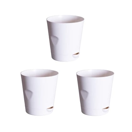 Buy Set of 3 - 4 Inch White Florence Self Watering Pot Online | Urvann.com