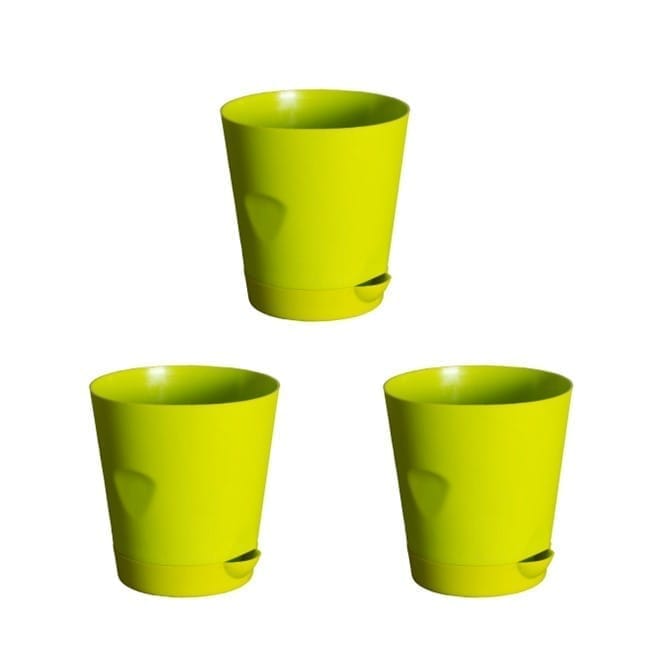 Set of 3 - 4 Inch Green Florence Self Watering Pot