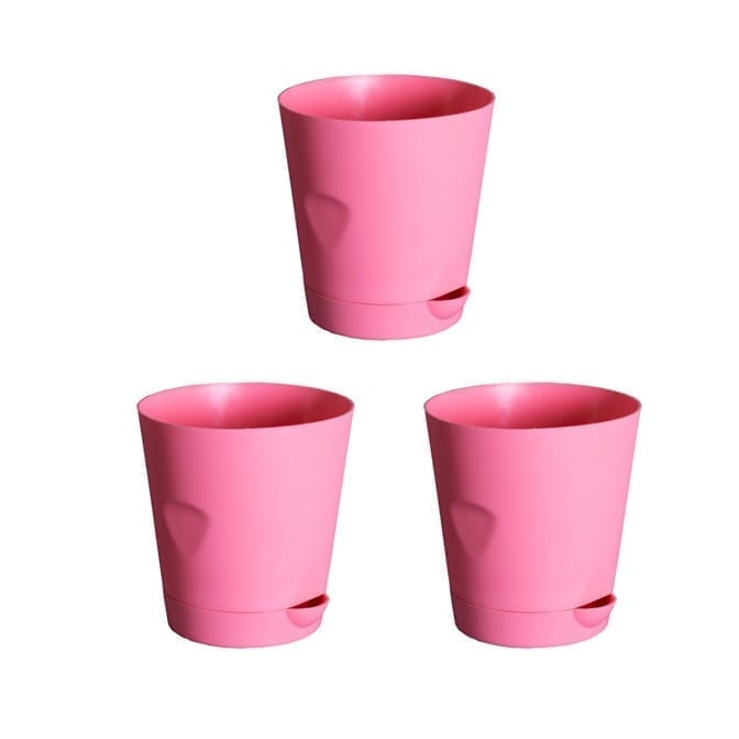 Set of 3 - 4 Inch Pink Florence Self Watering Pot