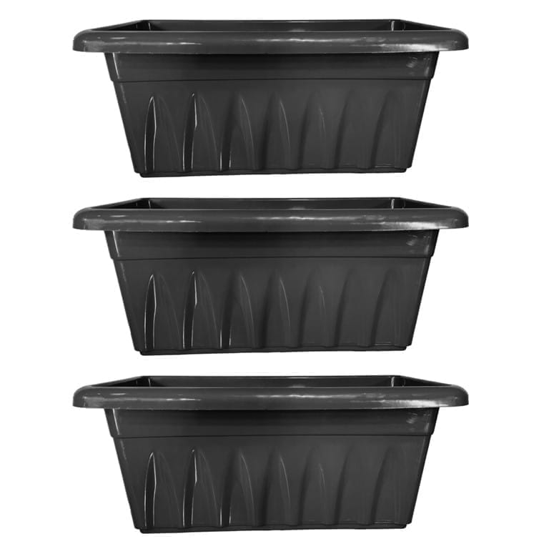 Set of 03 - 20 Inch Black Premium Supreme Window Plastic Planter