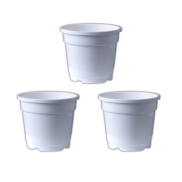 Set of 03 - 4 Inch White Nursery Pot