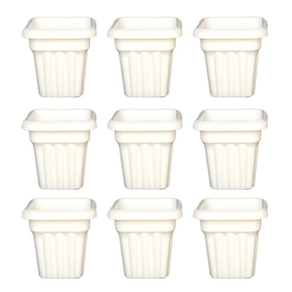 Buy Set of 09 - 10 Inch White Heavy Square Plastic Pot Online | Urvann.com