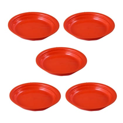 Buy Set of 05 - 6.5 Inch Terracotta Red Premium Round Trays - To keep under the Pots Online | Urvann.com