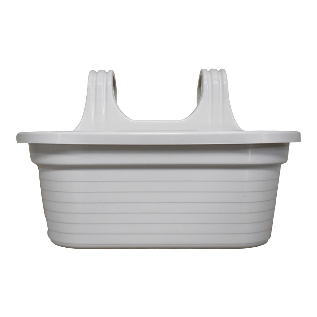 14 X 10 Inch White Double Hook Hanging Plastic Pot