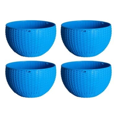 Set of 04 - 7 X 4.5 Inch Blue Premium Euro Plastic Hanging Basket