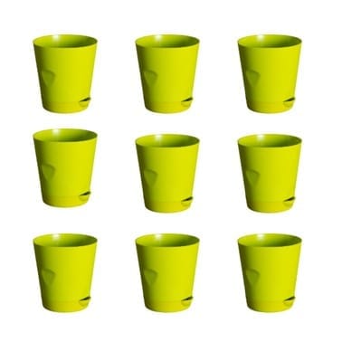 Set of 09 - 4 Inch Green Florence Self Watering Pot