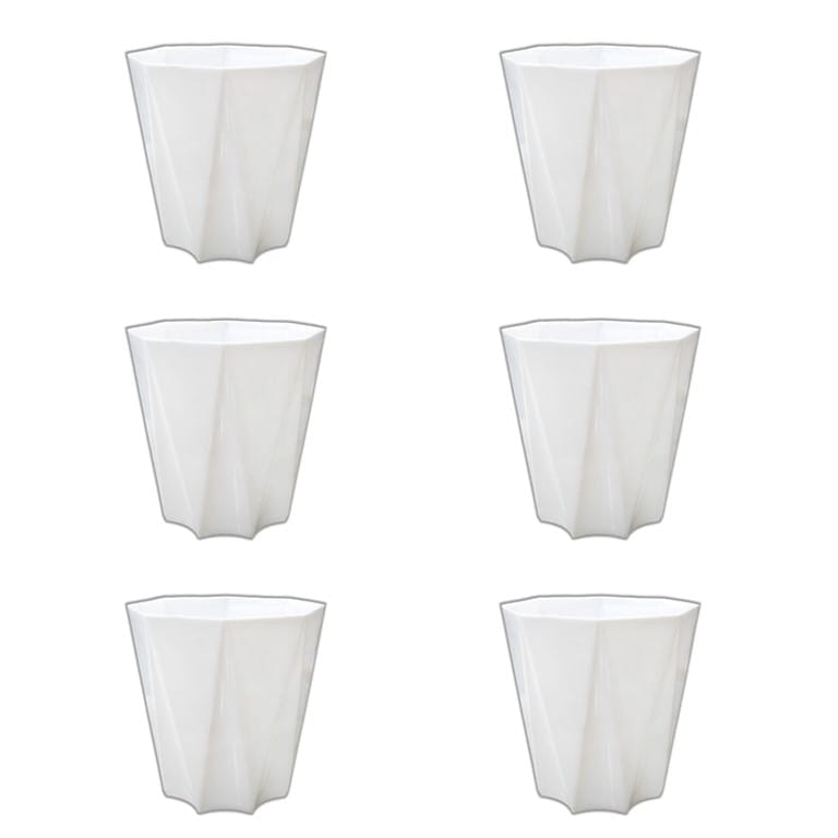 Set of 6 - 4 Inch White Premium Diamanti Plastic Pot