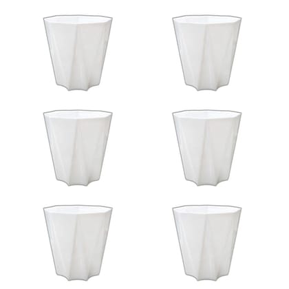 Set of 6 - 4 Inch White Premium Diamanti Plastic Pot