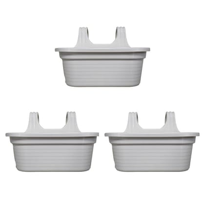 Set of 3 - 14 X 10 Inch White Double Hook Hanging Plastic Pot