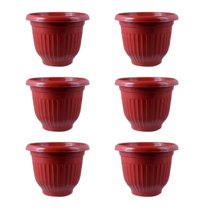 Buy Set of 06 - 10 Inch Terracotta Red Premium Olive Plastic Pot Online | Urvann.com