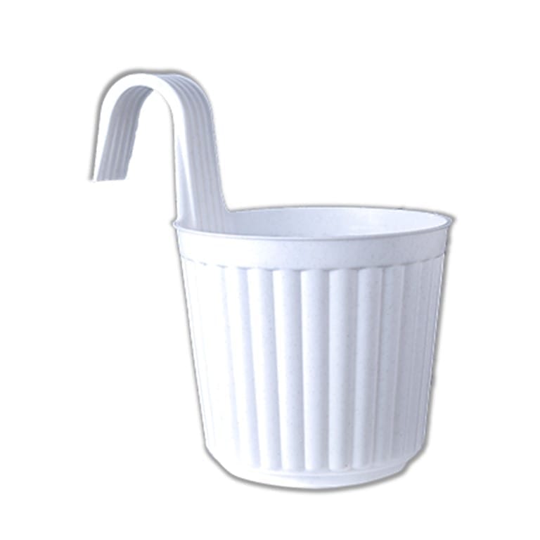 7 Inch White Railing Single Hook Hanging Plastic Pot