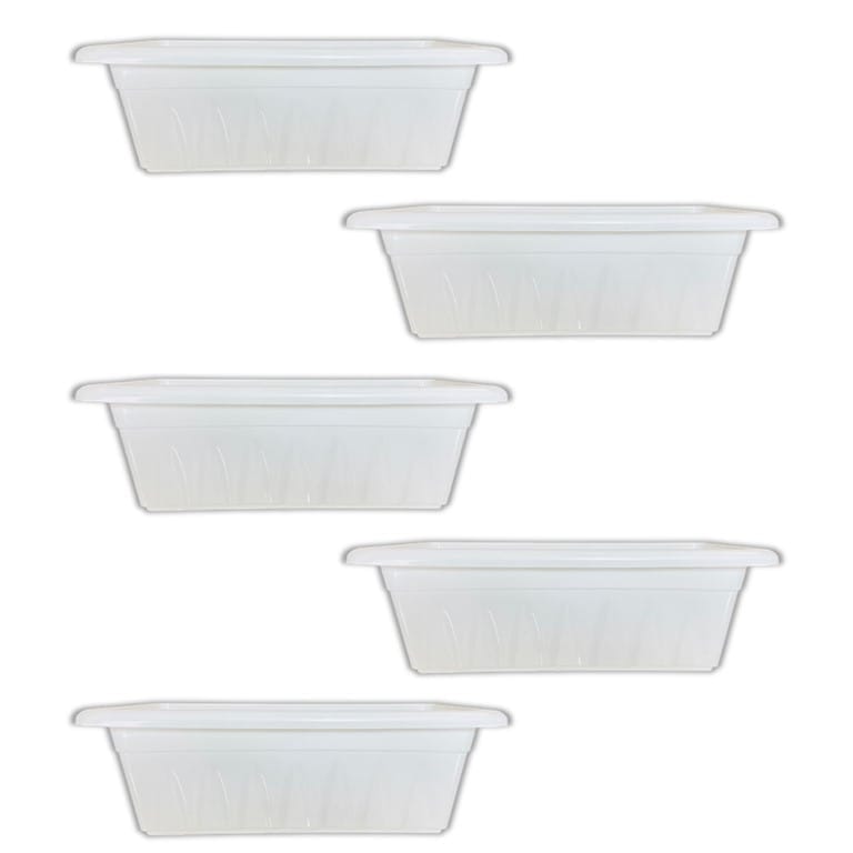 Set of 05 - 17 Inch White Premium Supreme Window Plastic Planter