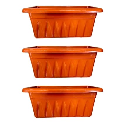 Buy Set of 03 - 24 Inch Terracotta Red Premium Supreme Window Plastic Planter Online | Urvann.com