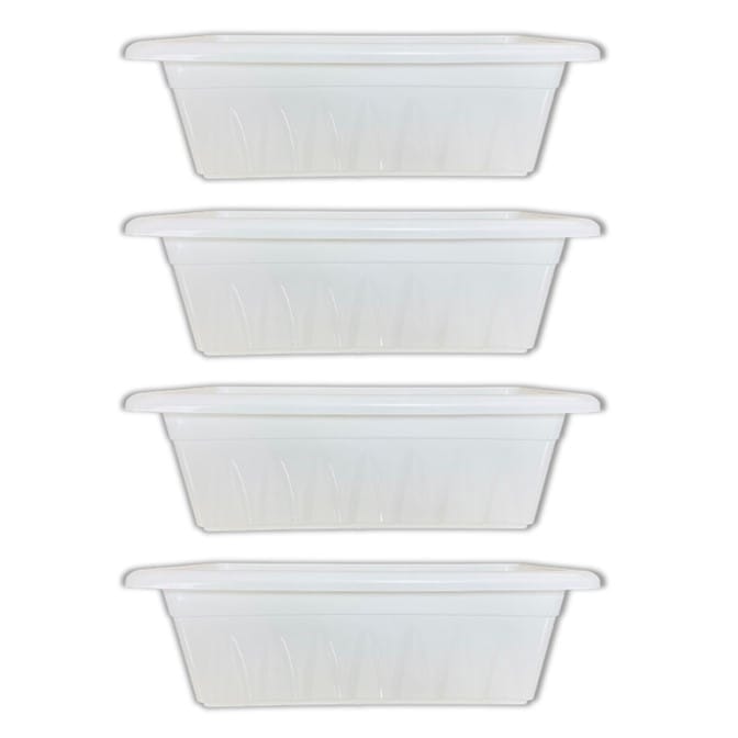 Set of 04 - 17 Inch White Premium Supreme Window Plastic Planter