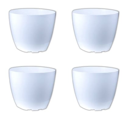 Buy Set of 04 - 6 Inch White Premium Orchid Round Plastic Pot Online | Urvann.com