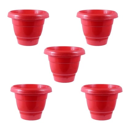 Buy Set of 05 - 8 Inch Terracotta Red Classy Plastic Pot Online | Urvann.com