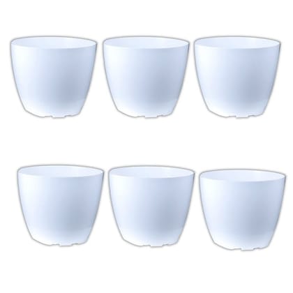 Buy Set of 06 - 6 Inch White Premium Orchid Round Plastic Pot Online | Urvann.com