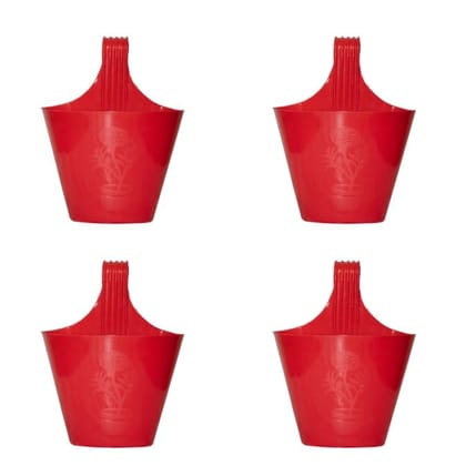 Buy Set of 04 - 8 Inch Red Single Hook Hanging Plastic Pot Online | Urvann.com