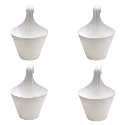 Buy Set of 04 - 8 Inch White Single Hook Hanging Plastic Pot Online | Urvann.com