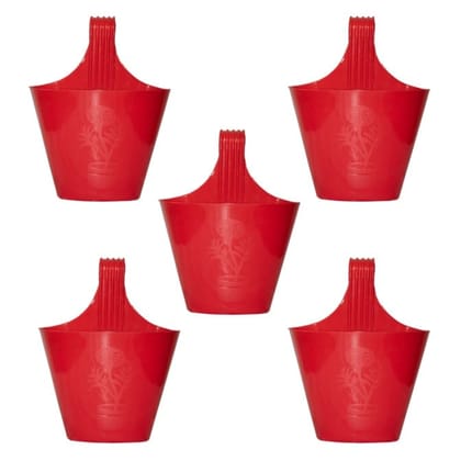 Buy Set of 05 - 8 Inch Red Single Hook Hanging Plastic Pot Online | Urvann.com