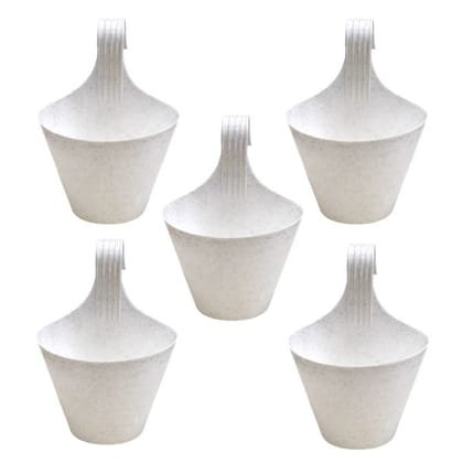 Buy Set of 05 - 8 Inch White Single Hook Hanging Plastic Pot Online | Urvann.com