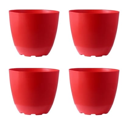 Buy Set of 04 - 4 Inch Red Premium Orchid Round Plastic Pot Online | Urvann.com