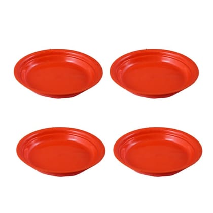 Buy Set of 04 - 6.5 Inch Terracotta Red Premium Round Trays - To keep under the Pots Online | Urvann.com