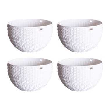 Buy Set of 04 - 7 X 4.5 Inch White Premium Euro Hanging Plastic Pot Online | Urvann.com