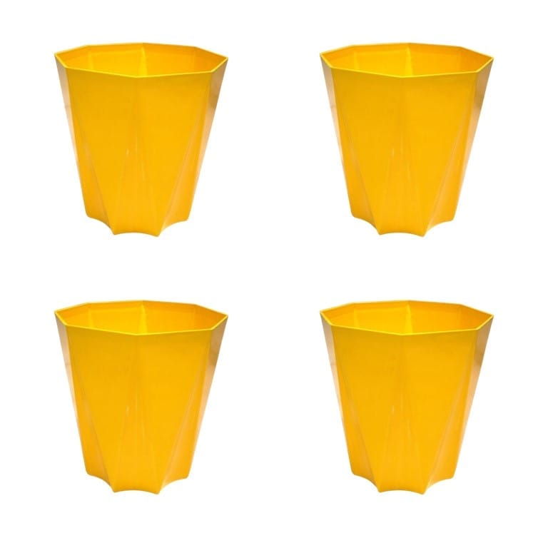 Set of 4 - 4 Inch Yellow Premium Diamanti Plastic Pot