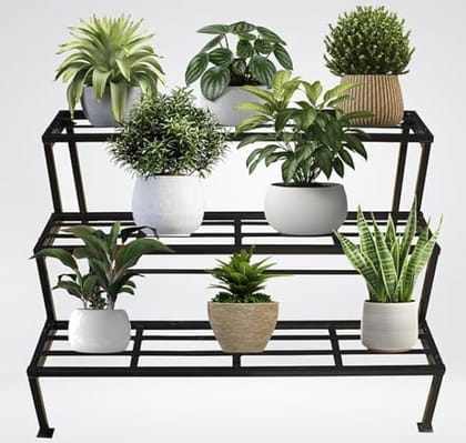 Buy 2 Ft Black Triple Step Plant Stand - 1 Pcs Online | Urvann.com