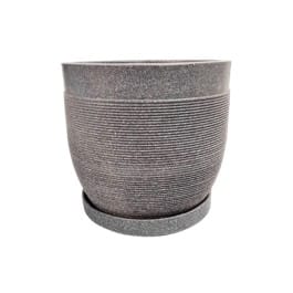 12 X 12 Inch Grey Premium Orbis Fiberglass Planter - Durable large size decoratiive fiber pot for indoor outdoor plants with 5 year warranty