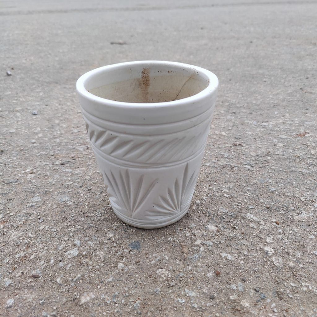 5 Inch White Glass Designer Ceramic Pot (any design),Pots:Ceramic Planters:Royal Ceramic Pots