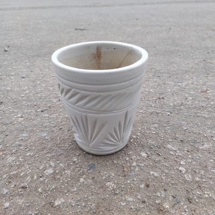 Buy 5 Inch White Glass Designer Ceramic Pot (any design) Online | Urvann.com