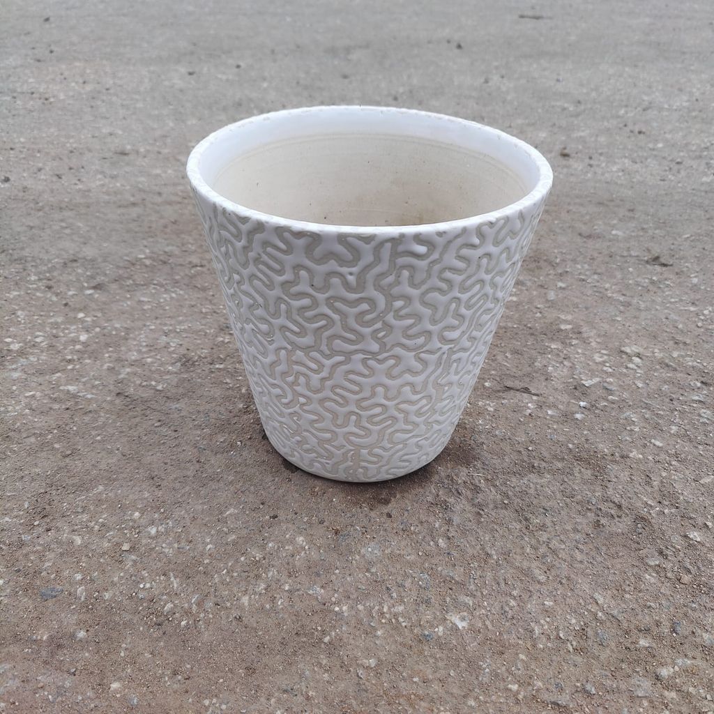 7 Inch White Glass Designer Ceramic Pot (any design)