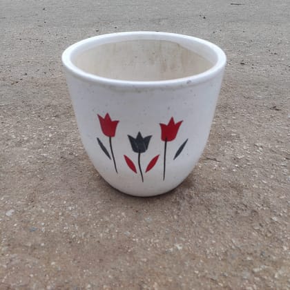 Buy 8 Inch White Classy Cup Designer Ceramic Pot Online | Urvann.com