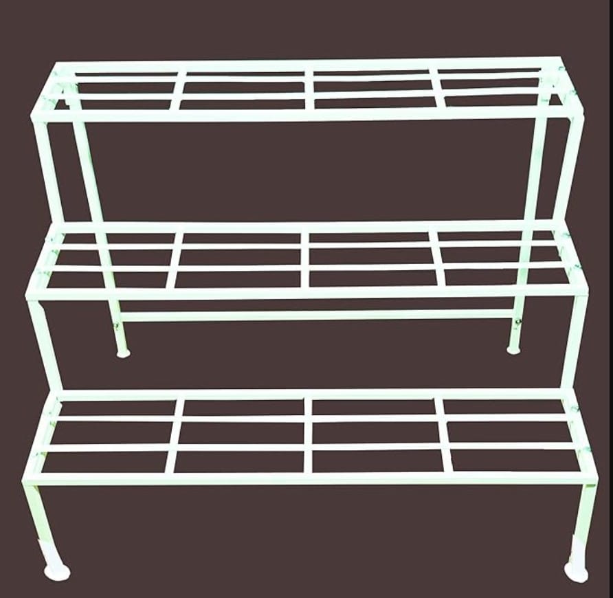 2 Ft White Triple Step Plant Stand | Anti Rust Powder Coated | Planter Stand for Living Room, Outdoor & Indoor Plants - 1 Pcs